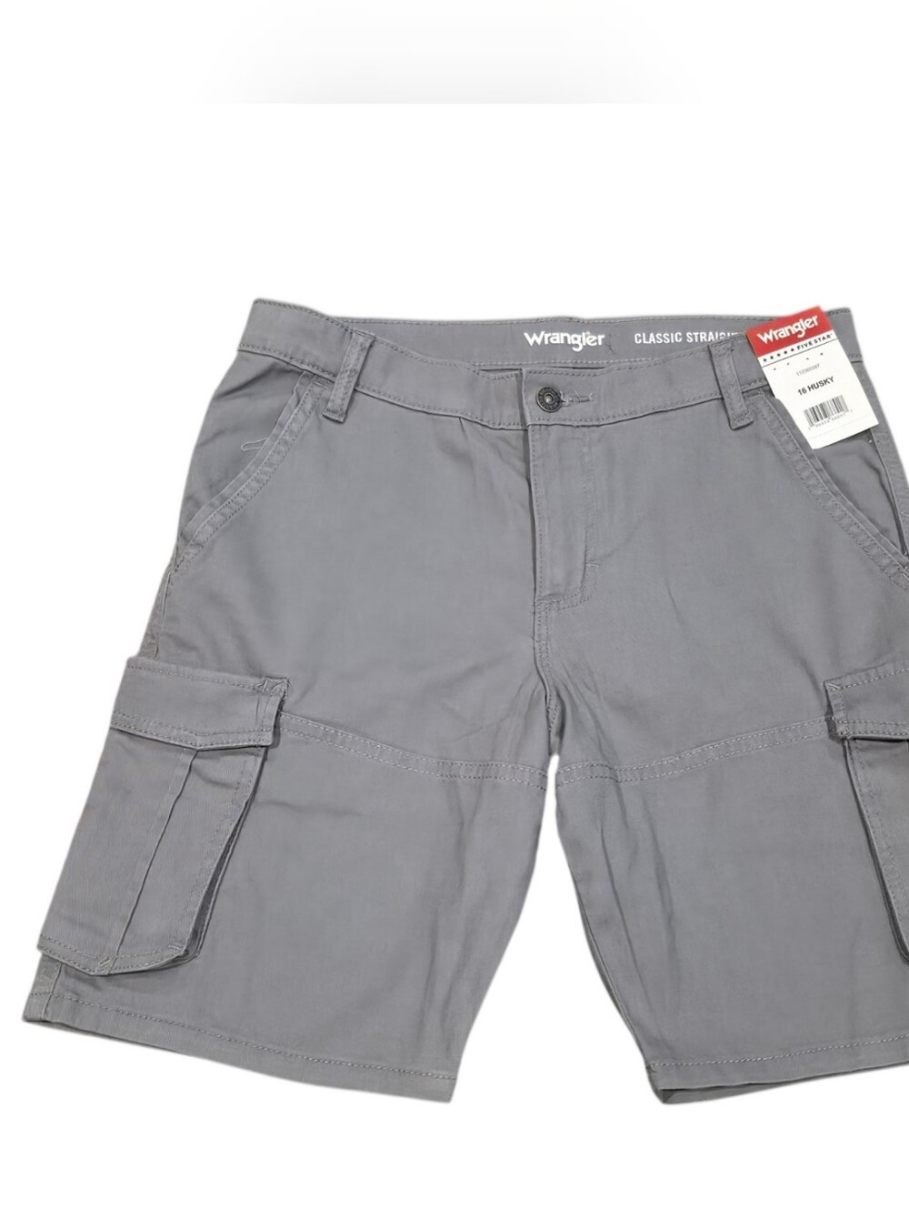 Wrangler Boys 16 Husky Gray Cargo Shorts Classic Straight NWT